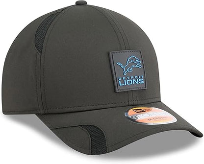 New Era Men's NFL 2025 Sideline M-Crown 9FORTY Adjustable Hat (CA/US, Alpha, One Size, Black, Detroit Lions)