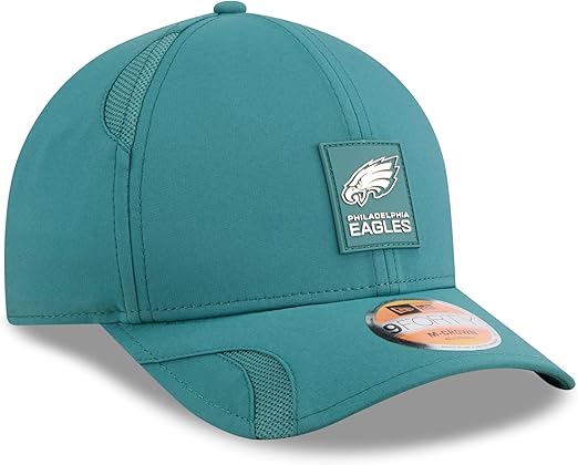 New Era Men's NFL 2025 Sideline M-Crown 9FORTY Adjustable Hat (CA/US, Alpha, One Size, Green, Philadelphia Eagles)