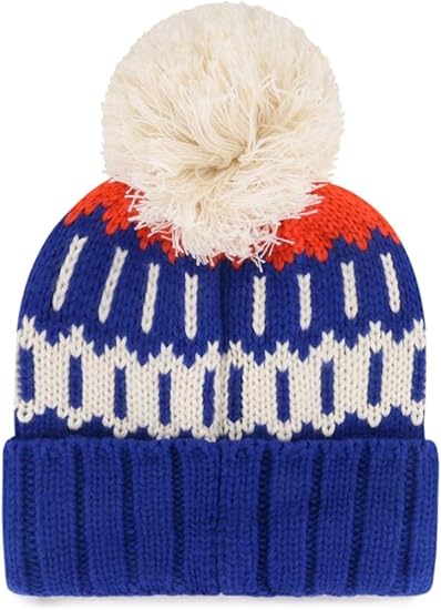 47 NHL Edmonton Felicity Cuff Knit with Pom Beanie - Blue/White