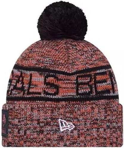 New Era NFL 2025 Sideline Cold Weather Cuffed Knit Hat with Pom (CA/US, Alpha, One Size, Black/Orange, Cincinnati Bengals)