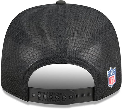 New Era 9SEVENTY NFL 2025 Sideline Trucker Adjustable Snapback Hat (CA/US, Alpha, One Size, Black, Philadelphia Eagles)