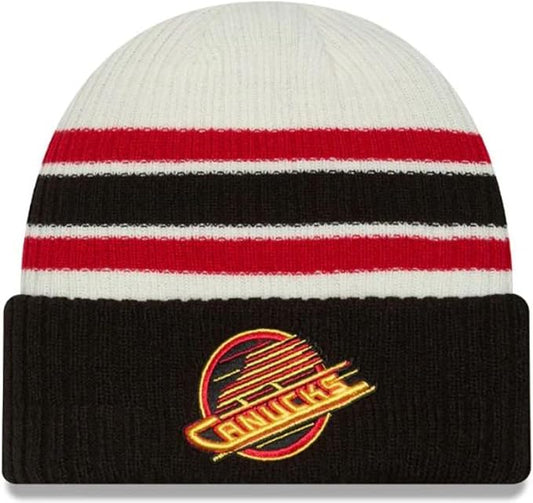 New Era NHL Vancouver Canucks Skate Vintage Knit Beanie - Cream/Black
