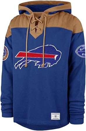 47 NFL Buffalo Golden Age Winbgback Lacer Hoodie - Blue/Brown (CA/US, Alpha, Large, Regular, Regular, Blue)