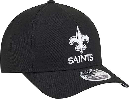 New Era 9FORTY NFL 2025 Team Collection M-Crown A-Frame Adjustable Snapback Hat - Black/White (CA/US, Alpha, One Size, Black, New Orleans Saints)