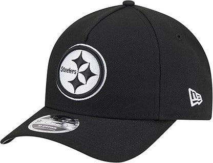 New Era 9FORTY NFL 2025 Team Collection M-Crown A-Frame Adjustable Snapback Hat - Black/White (CA/US, Alpha, One Size, Black, Pittsburgh Steelers)