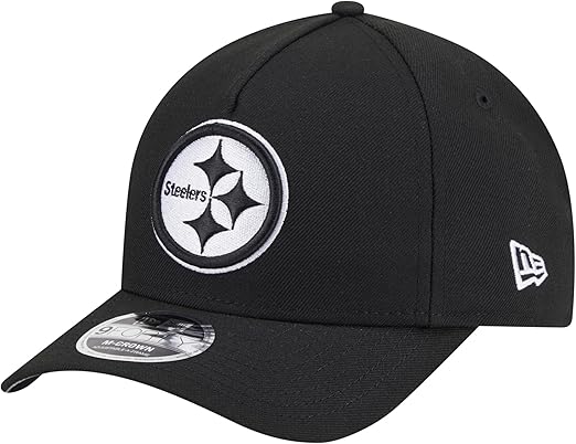 New Era 9FORTY NFL 2025 Team Collection M-Crown A-Frame Adjustable Snapback Hat - Black/White (CA/US, Alpha, One Size, Black, Pittsburgh Steelers)