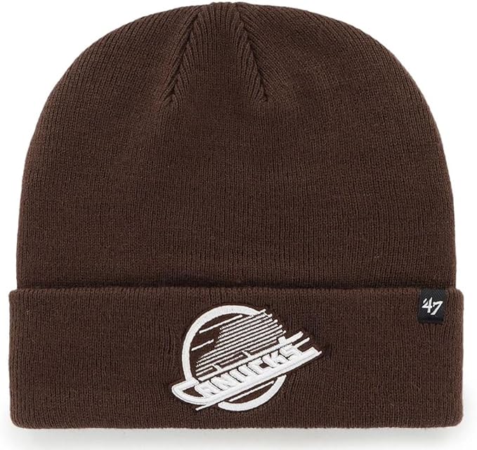47 NHL Raised Cuff Knit Beanie - Dark Chocolate (CA/US, Alpha, One Size, Dark Chocolate, Vancouver)