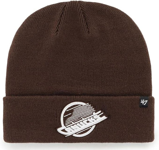 47 NHL Raised Cuff Knit Beanie - Dark Chocolate (CA/US, Alpha, One Size, Dark Chocolate, Vancouver)
