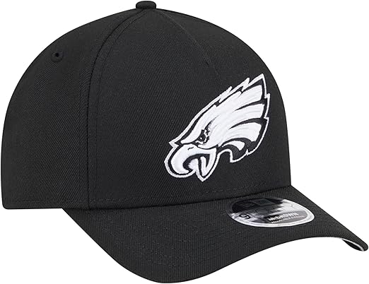 New Era 9FORTY NFL 2025 Team Collection M-Crown A-Frame Adjustable Snapback Hat - Black/White (CA/US, Alpha, One Size, Black, Philadelphia Eagles)