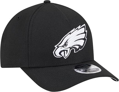 New Era 9FORTY NFL 2025 Team Collection M-Crown A-Frame Adjustable Snapback Hat - Black/White (CA/US, Alpha, One Size, Black, Philadelphia Eagles)