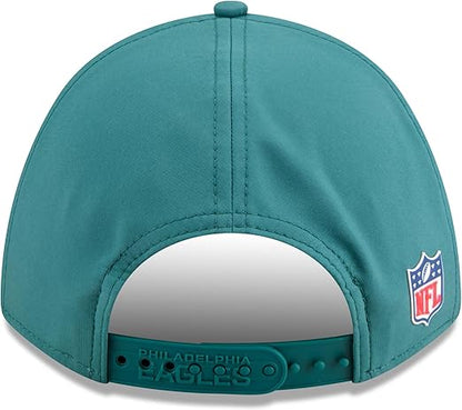 New Era Men's NFL 2025 Sideline M-Crown 9FORTY Adjustable Hat (CA/US, Alpha, One Size, Green, Philadelphia Eagles)
