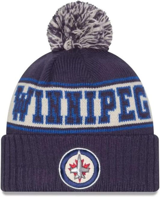 New Era NHL Winnipeg Jets Retro Pom Knit Beanie - Blue/White