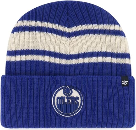 47 NHL Edmonton Harbor Stripe Cuff Knit Beanie - Blue/White