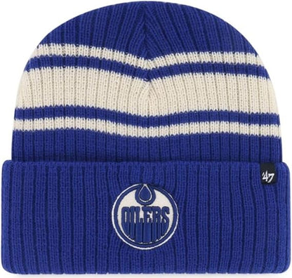 47 NHL Edmonton Harbor Stripe Cuff Knit Beanie - Blue/White