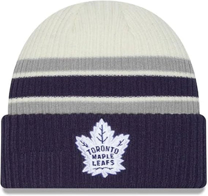 New Era NHL Toronto Maple Leafs Vintage Knit Beanie - Cream/Blue
