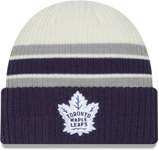 New Era NHL Toronto Maple Leafs Vintage Knit Beanie - Cream/Blue