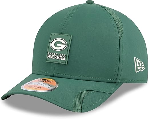 New Era Men's NFL 2025 Sideline M-Crown 9FORTY Adjustable Hat (CA/US, Alpha, One Size, Green, Green Bay Packers)