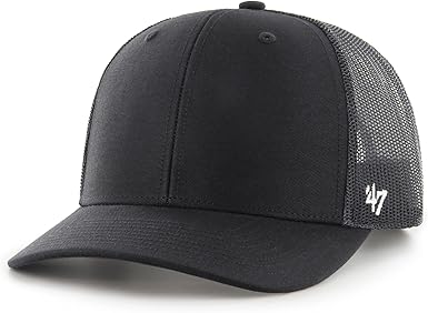 47 Blank Trucker Mesh Back Adjustable Curved Brim Snapback Cap - Black/Black