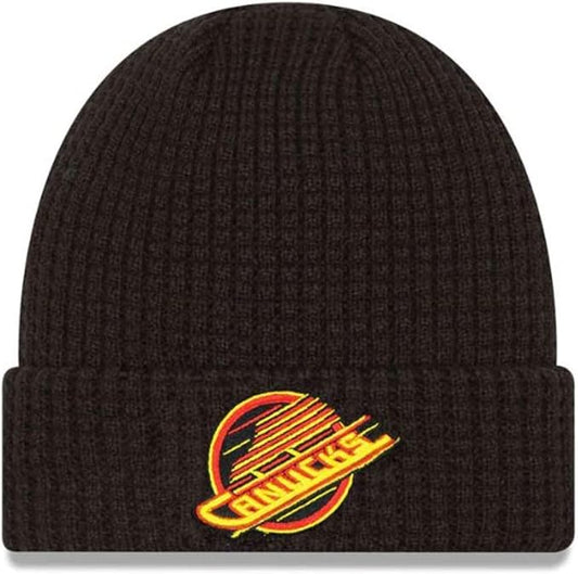 New Era NHL Vancouver Canucks Skate Waffle Knit Beanie - Black