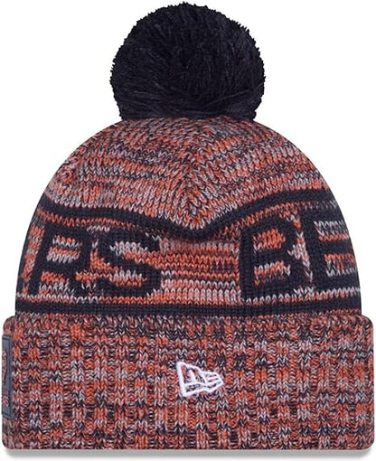New Era NFL 2025 Sideline Cold Weather Cuffed Knit Hat with Pom (CA/US, Alpha, One Size, Orange, Chicago Bears)