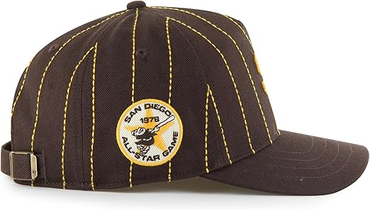 47 MLB San Diego Rawlings Pinstripe Hitch Adjustable Snapback Hat - Brown