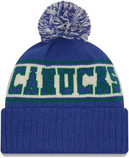New Era NHL Vancouver Canucks Retro Pom Knit Beanie - Blue/Green