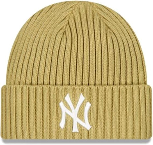 New Era MLB Cuffed Chase Knit Hat - Khaki (CA/US, Alpha, One Size, Khaki, New York Yankees)