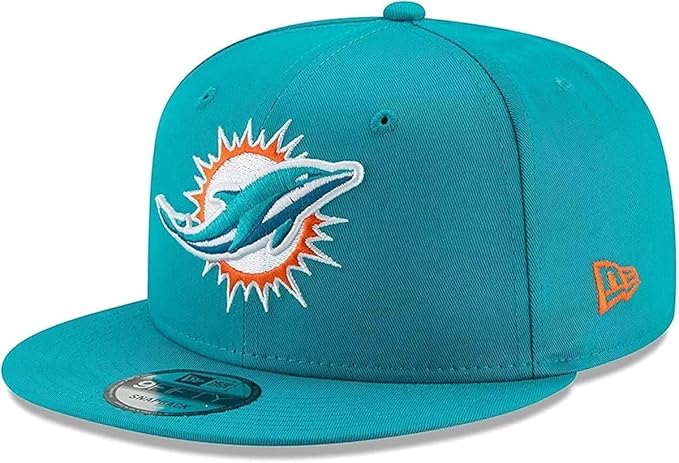 New Era NFL 9FIFTY Team Color Adjustable Snapback Hat Cap - One Size, Miami Dolphins - Aqua, One Size