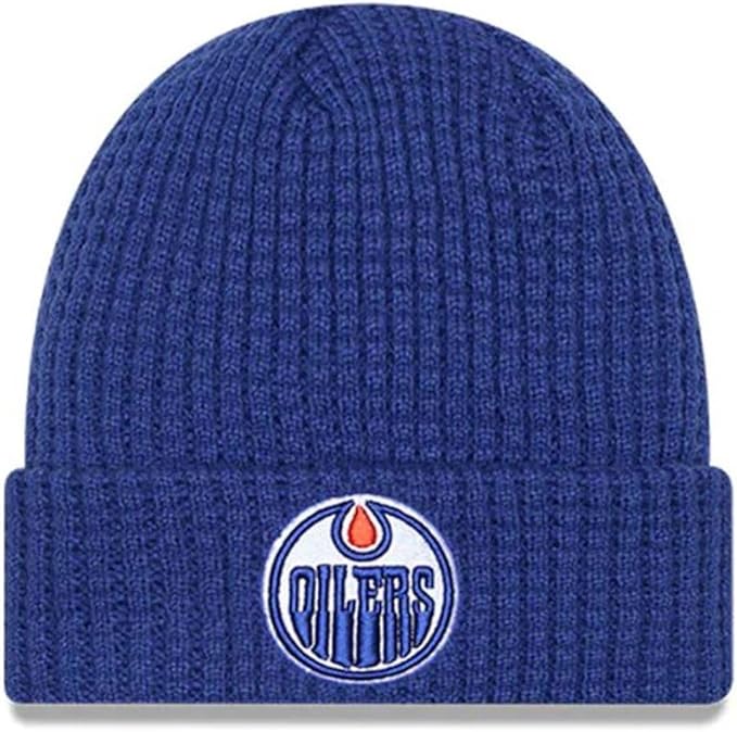New Era NHL Edmonton Oilers 2025 Waffle Cuff Knit Beanie - Blue