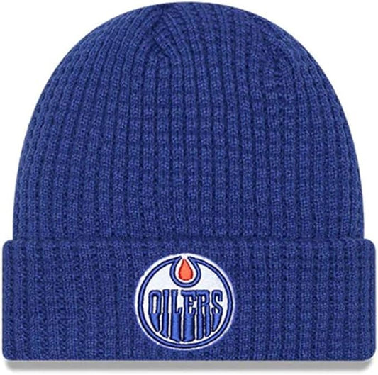 New Era NHL Edmonton Oilers 2025 Waffle Cuff Knit Beanie - Blue