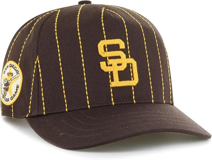 47 MLB San Diego Rawlings Pinstripe Hitch Adjustable Snapback Hat - Brown