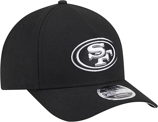 New Era 9FORTY NFL 2025 Team Collection M-Crown A-Frame Adjustable Snapback Hat - Black/White (CA/US, Alpha, One Size, Black, San Francisco 49ers)