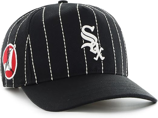 47 MLB Chicago Rawlings Pinstripe Hitch Adjustable Snapback Hat - Black