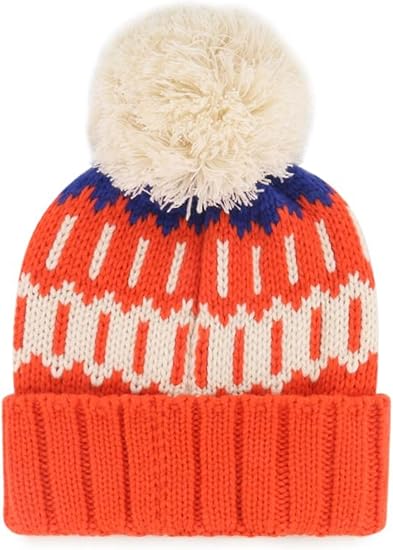 47 NHL Edmonton Women's Felicity Cuff Knit with Pom Beanie - Orange/White