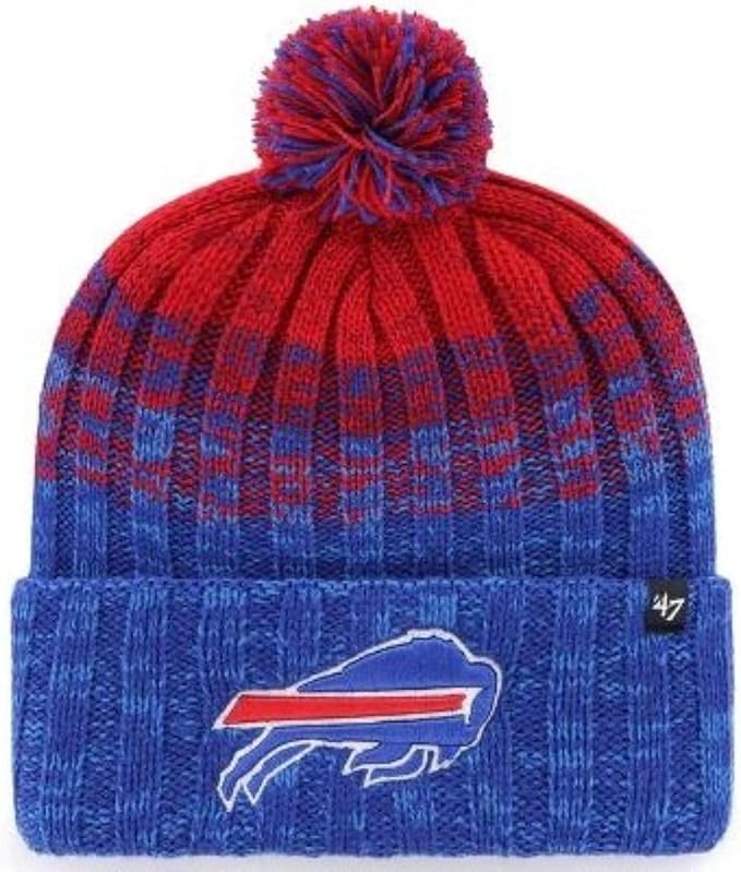 47 NFL Buffalo Cascade Cuff Pom Knit Toque with Pom - Blue/Red