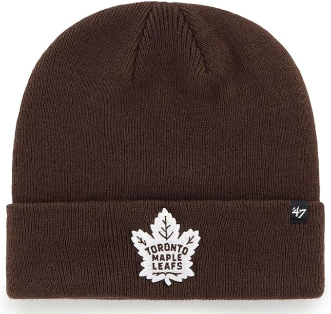 47 NHL Raised Cuff Knit Beanie - Dark Chocolate (CA/US, Alpha, One Size, Dark Chocolate, Toronto)