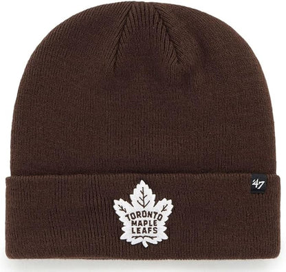 47 NHL Raised Cuff Knit Beanie - Dark Chocolate (CA/US, Alpha, One Size, Dark Chocolate, Toronto)
