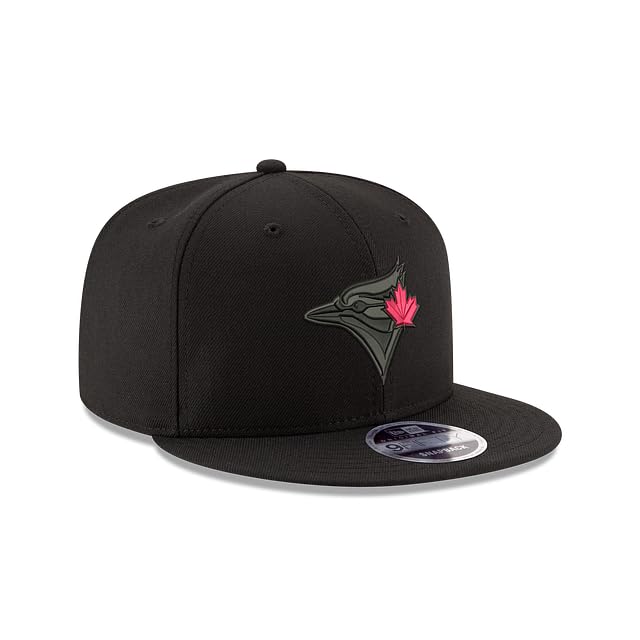 New Era 9FIFTY MLB Toronto Blue Jays Black on Black Red Leaf Adjustable Snapback Hat - Black