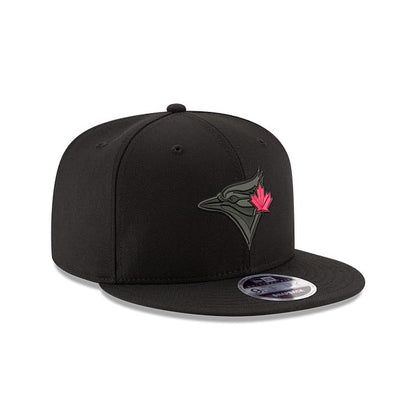 New Era 9FIFTY MLB Toronto Blue Jays Black on Black Red Leaf Adjustable Snapback Hat - Black