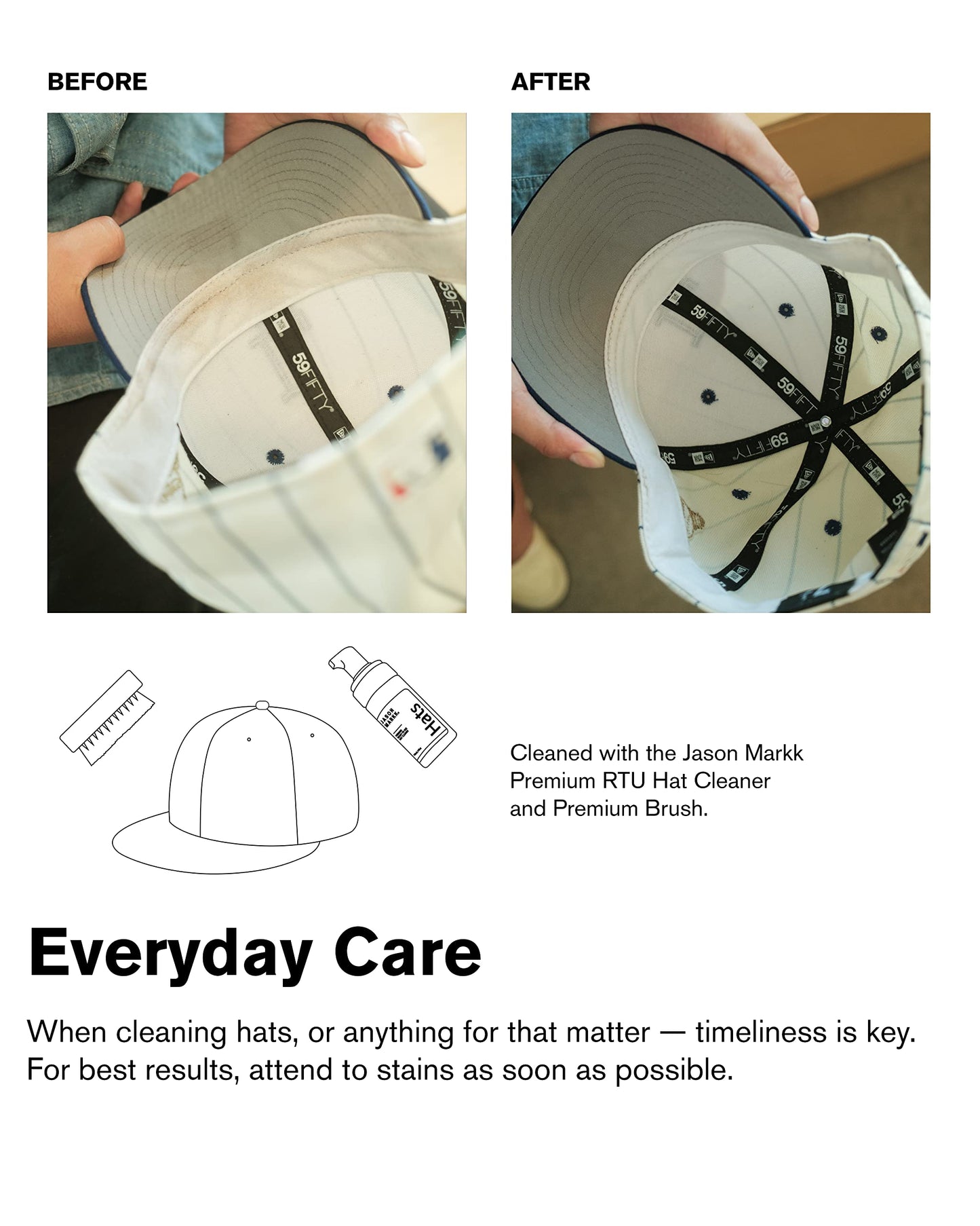 Jason Markk Premium Ready-to-Use Hat Cleaner, Safe for All Materials, Including Cotton, Wool, Felt, Corduroy, Polyester & More - No Water Needed