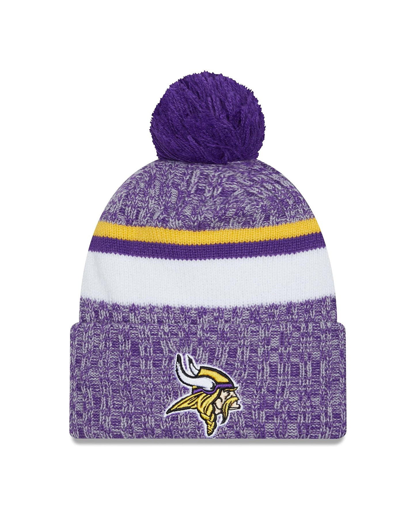 New Era Minnesota Vikings 2023 Sideline Cuffed Knit Hat with Pom - Purple