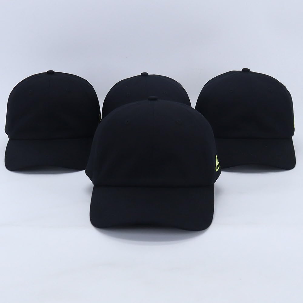 LEADING SPORTS Blank Dad Hat, Black-Adjustable, Black/Yellow, One Size