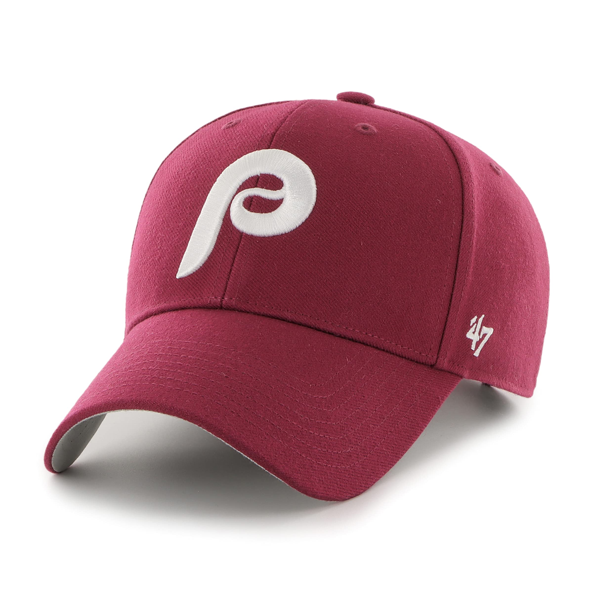 47 Men's Compatible with Phillies Cooperstown World Series Sure Shot MVP Adjustable Hat - One Size Maroon