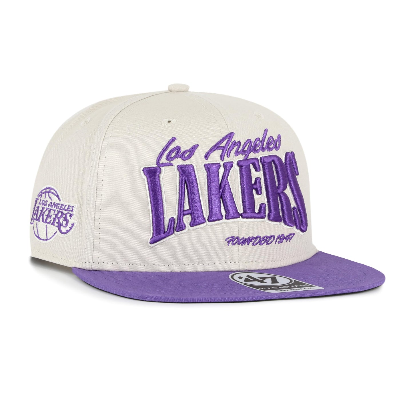 47 Brand Hat Los Angeles Lakers Cream/Navy Chandler Captain Snapback Hat- Adjustable