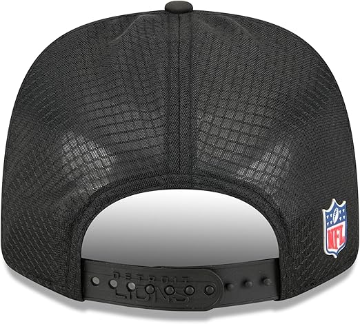 New Era 9SEVENTY NFL 2025 Sideline Trucker Adjustable Snapback Hat (CA/US, Alpha, One Size, Black, Detroit Lions)