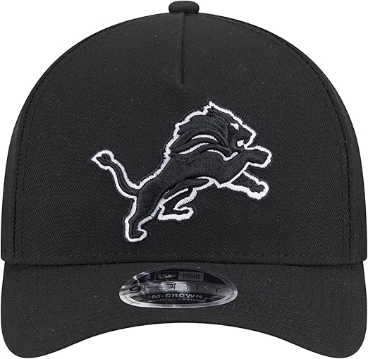 New Era Men's Detroit Lions Black & White 940 M-Crown A-Frame Adjustable Snapback Hat - One Size