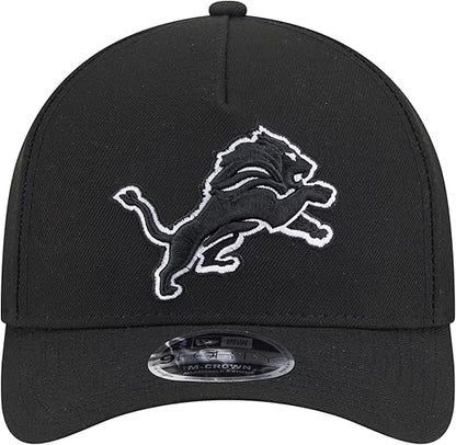 New Era Men's Detroit Lions Black & White 940 M-Crown A-Frame Adjustable Snapback Hat - One Size