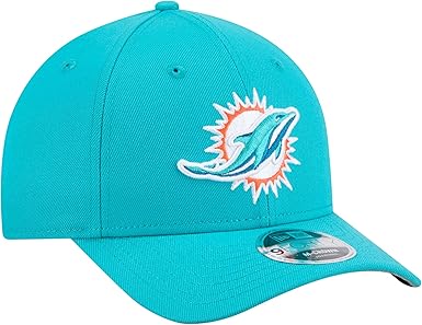 New Era 9FORTY 2025 NFL Team Collection M-Crown Adjustable Snapback Hat (CA/US, Alpha, One Size, Miami Dolphins, Aqua)