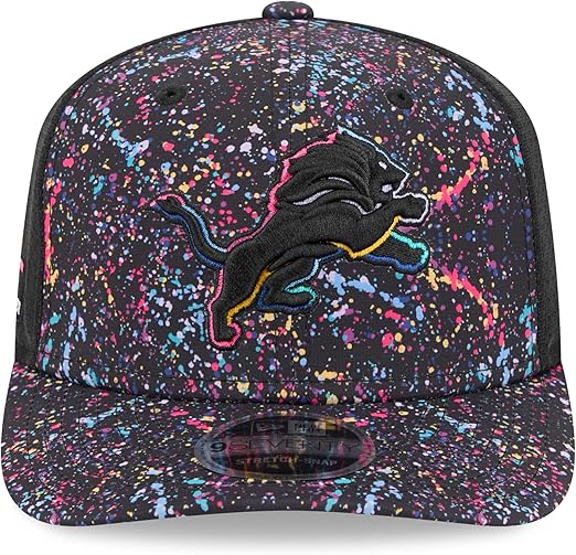 New Era NFL Detroit Lions 2025 Crucial Catch 9SEVENTY Stretch-Snap Trucker Adjustable Hat - Black
