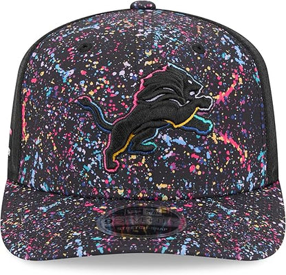 New Era NFL Detroit Lions 2025 Crucial Catch 9SEVENTY Stretch-Snap Trucker Adjustable Hat - Black